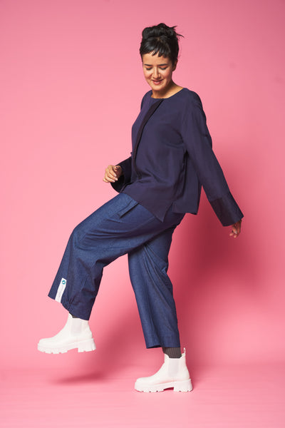 Bluse LUISA blau GOTS zertifiziert