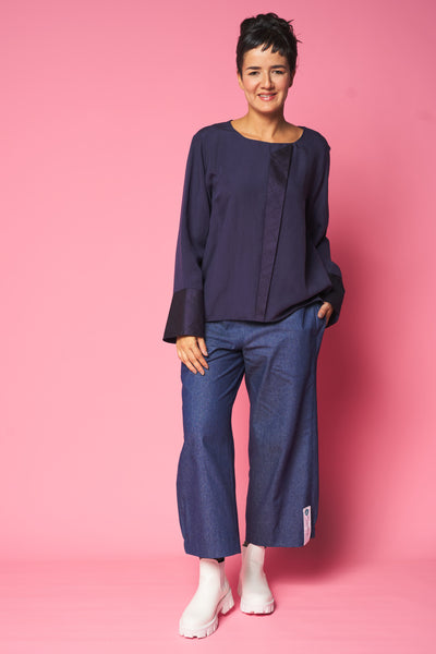 Bluse LUISA blau GOTS zertifiziert
