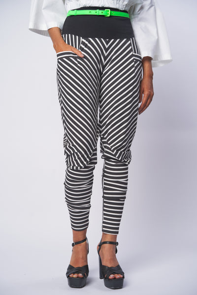 Hose LARA2 schwarz/weiß gestreift