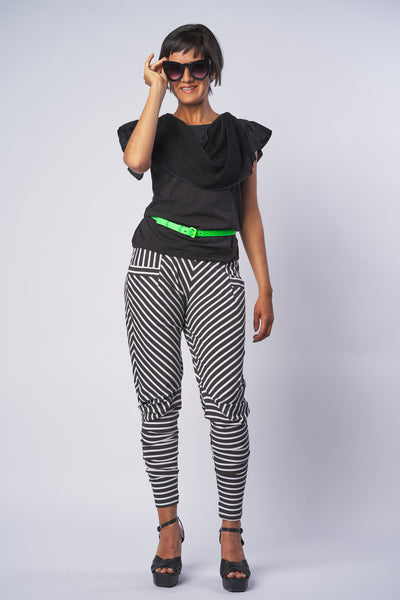 Hose LARA2 schwarz/weiß gestreift